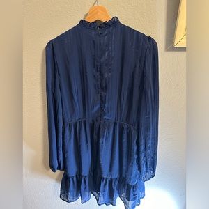 NWT Blue Cup She Smocked Bishop Sleeve Dress